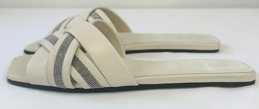 Hình thu nhỏ: NEW BRUNELLO CUCINELLI Monili Embellished Chain Leather Sandals 37.5 White Mules