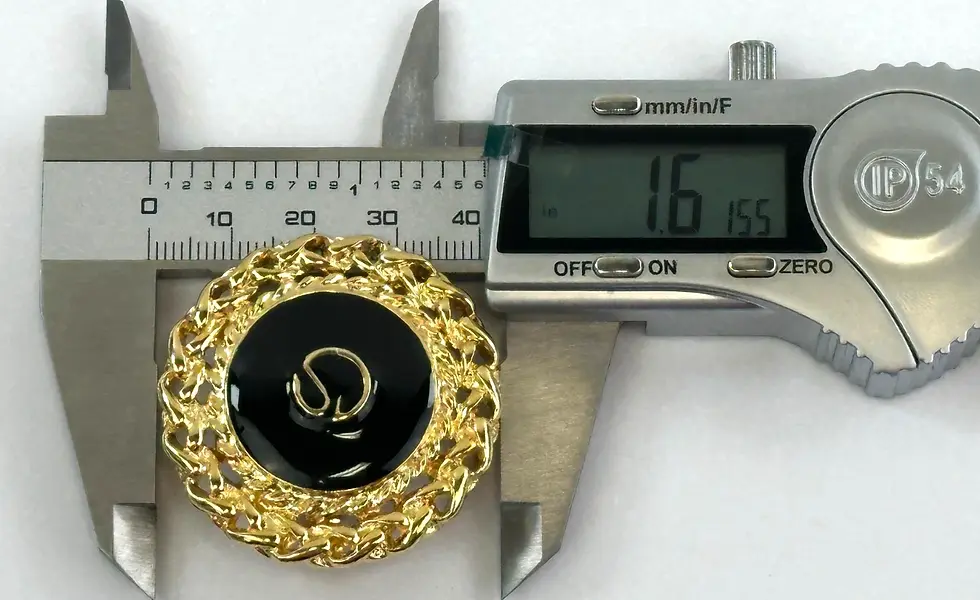 Miniatura: Vintage ST. JOHN Round Black Enamel Gold Tone Clip On Chain Earrings Signed