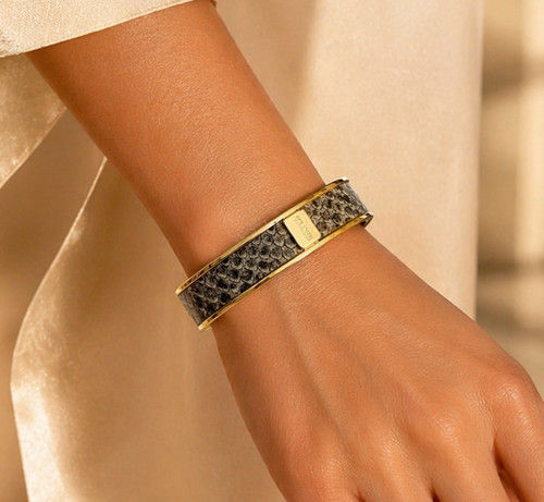 ST. JOHN Snake Python Bracelet Gold 24 GP Signed Bangle