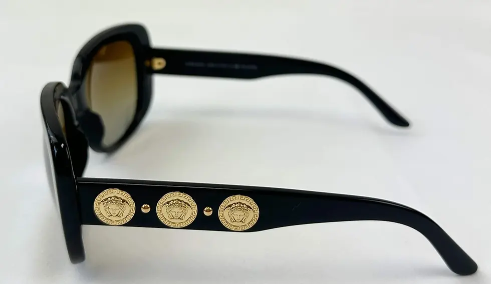 Thumbnail: VERSACE Square Oversized Sunglasses 56-19-135 Black Gold Medusa Coin Detailing