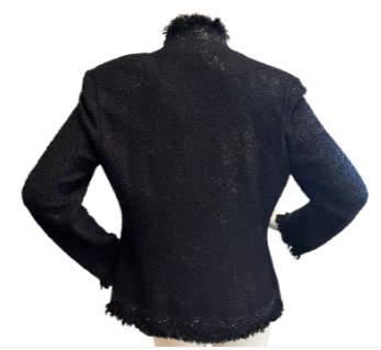 Thumbnail: ST. JOHN EVENING Santana 14 Paillet Shimmery Fringe Jacket Floral Sequin L