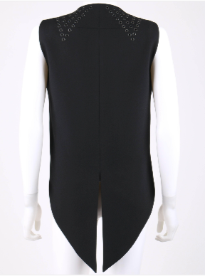 縮圖：GIVENCHY Coattail Vest Waist Coat 36 4 US Black Gunmetal Grommet Sleeveless