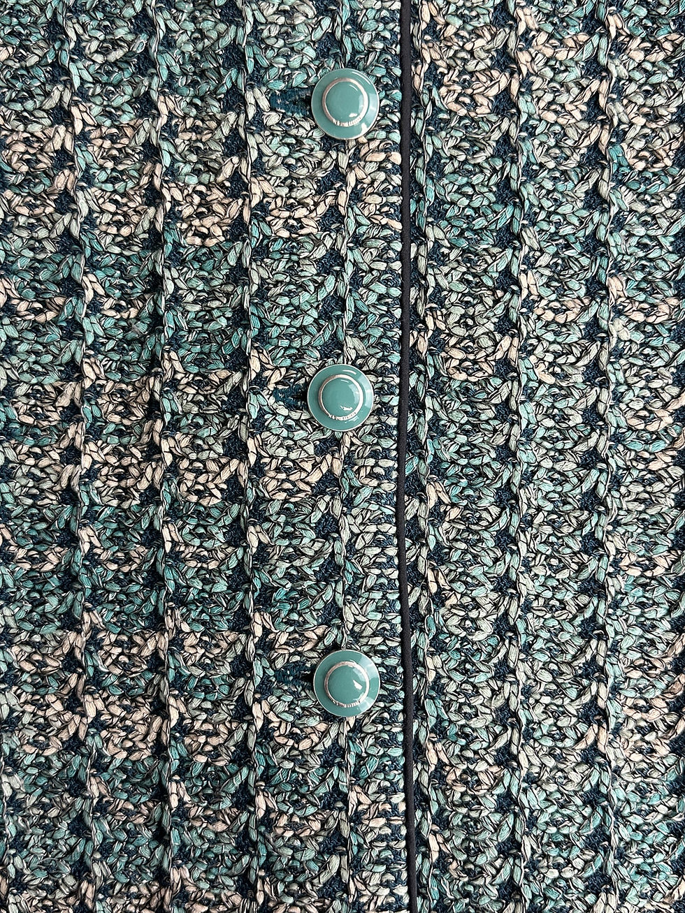 Hình thu nhỏ: ST. JOHN COLLECTION Wool Tweed Boucle Jacket 8 Juniper Multi Buttons Collar
