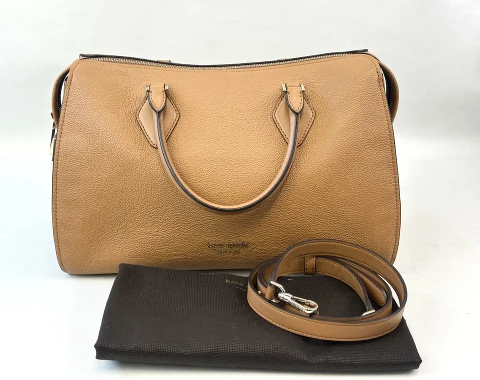 Hình thu nhỏ: KATE SPADE New York Zip Code Satchel Large Brown Pebbled Leather Gold Hardware