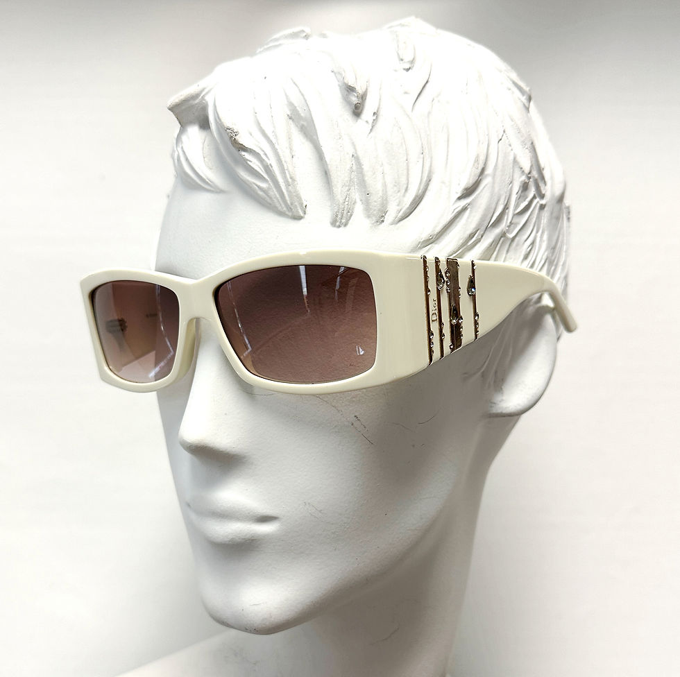 Hình thu nhỏ: CHRISTIAN DIOR Diorrain 2 SBR02 Ivory Rectangular Swarovski Teardrop Sunglasses