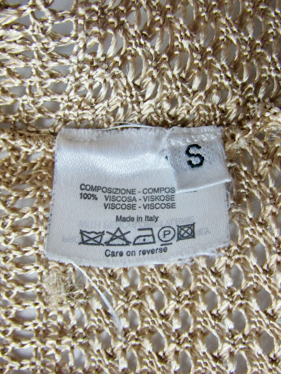 Miniatura: ALEXANDER MCQUEEN Gold Tan Tie Up Crochet V Neck Cardigan Small