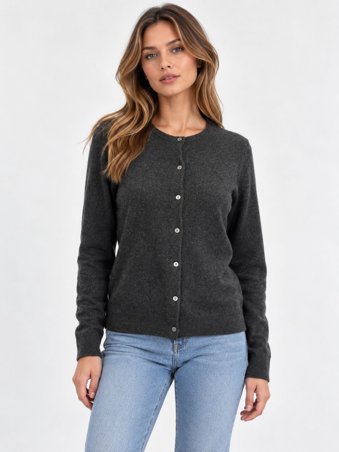 TSE 100% Cashmere Single Breasted Knit Cardigan Gray X-Small 2 Charcoal