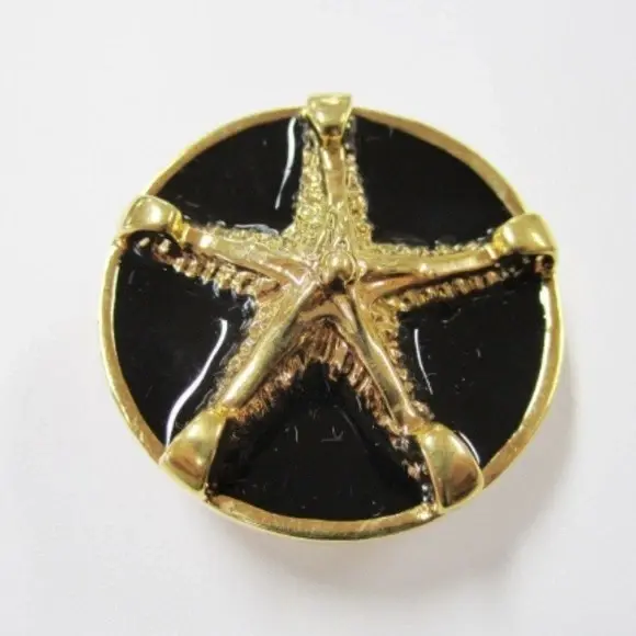 Hình thu nhỏ: NEW Vintage ST. JOHN 1980s Earrings Clip-On Starfish 22K Gold Plated Black Gold