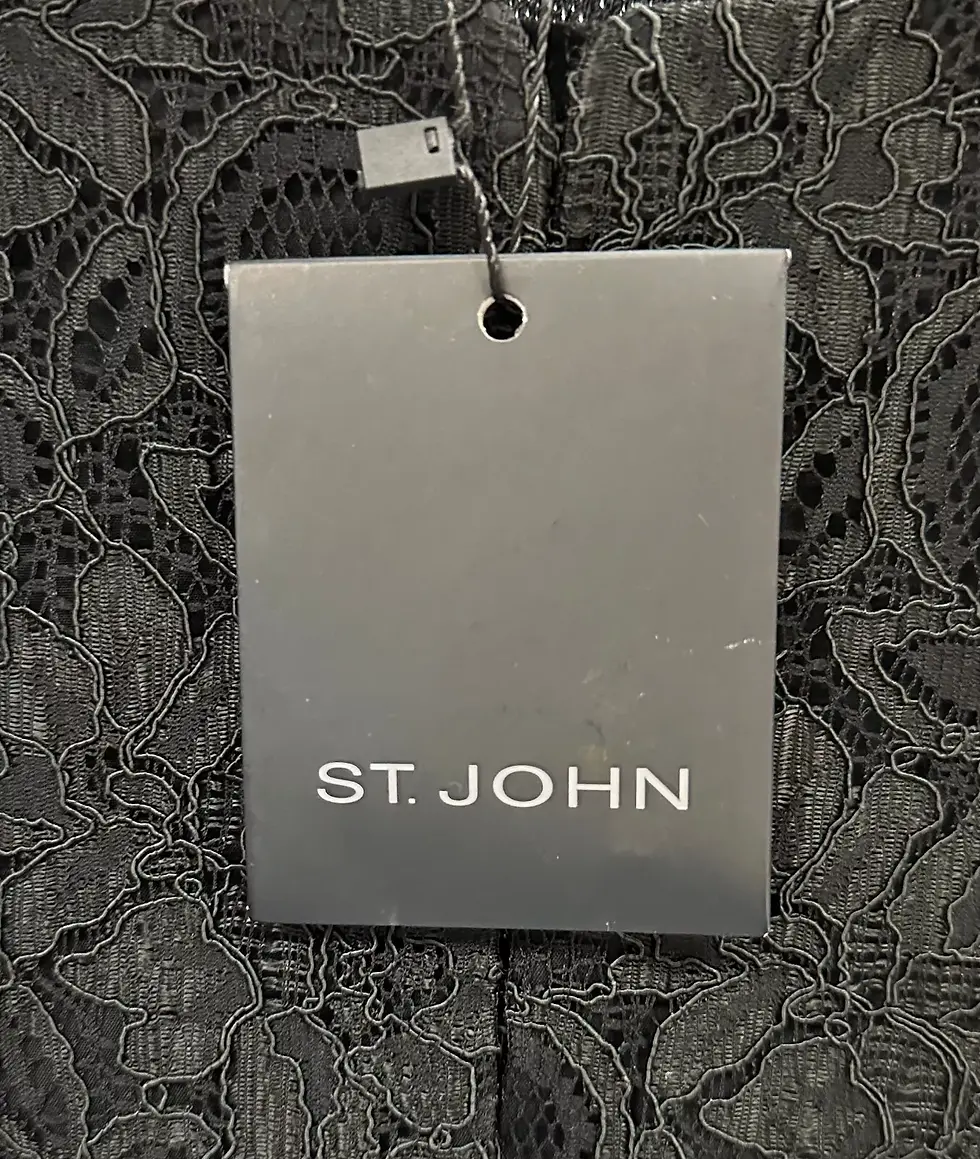Hình thu nhỏ: NWT ST. JOHN COUTURE Jacket Tweed Black Lace Front Zip Up Short 12 Large L