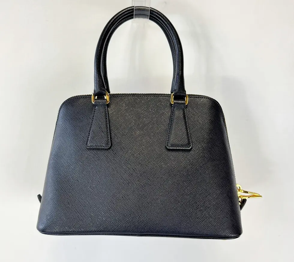 縮圖：PRADA Promenade Saffiano Lux Leather Crossbody Bag Small Black Gold Hardware