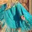 Hình thu nhỏ: TASHA POLIZZI Rio Grande Real Suede Leather Shawl One Size Turquoise Fringe Wrap