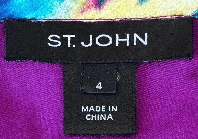 Miniatura: NEW ST. JOHN Silk 2 pcs Set 4 Purple MultiColor Abstract Ruffle Skirt Blouse Top