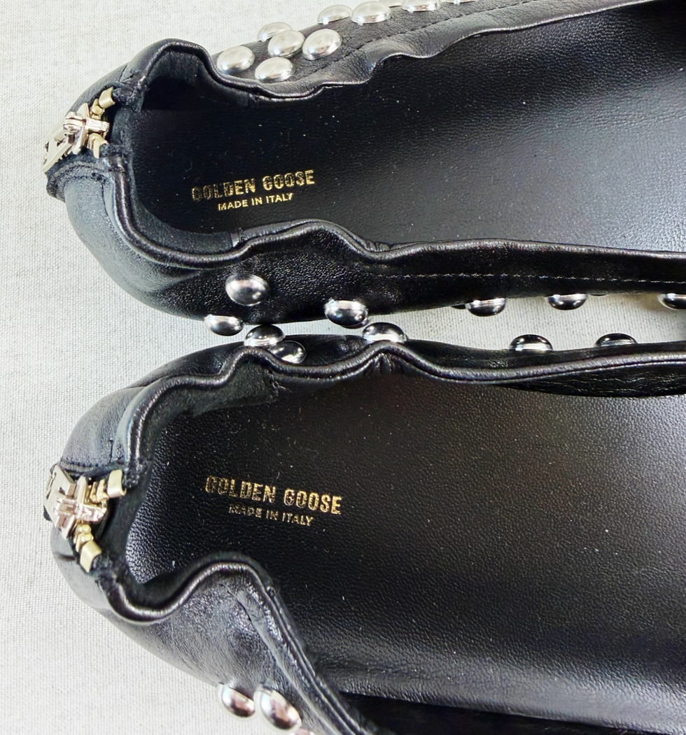 Miniatura: GOLDEN GOOSE Leather Black Bow Silver Studs Ballet Amy Flat 38 IT/8 US