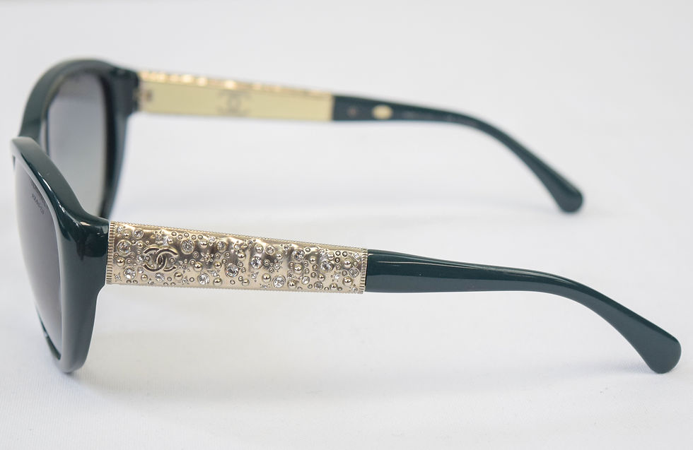 Miniatura: CHANEL Cat Eye Bijoux Sunglasses Green Silver Embellished 5298-B 58-18-140