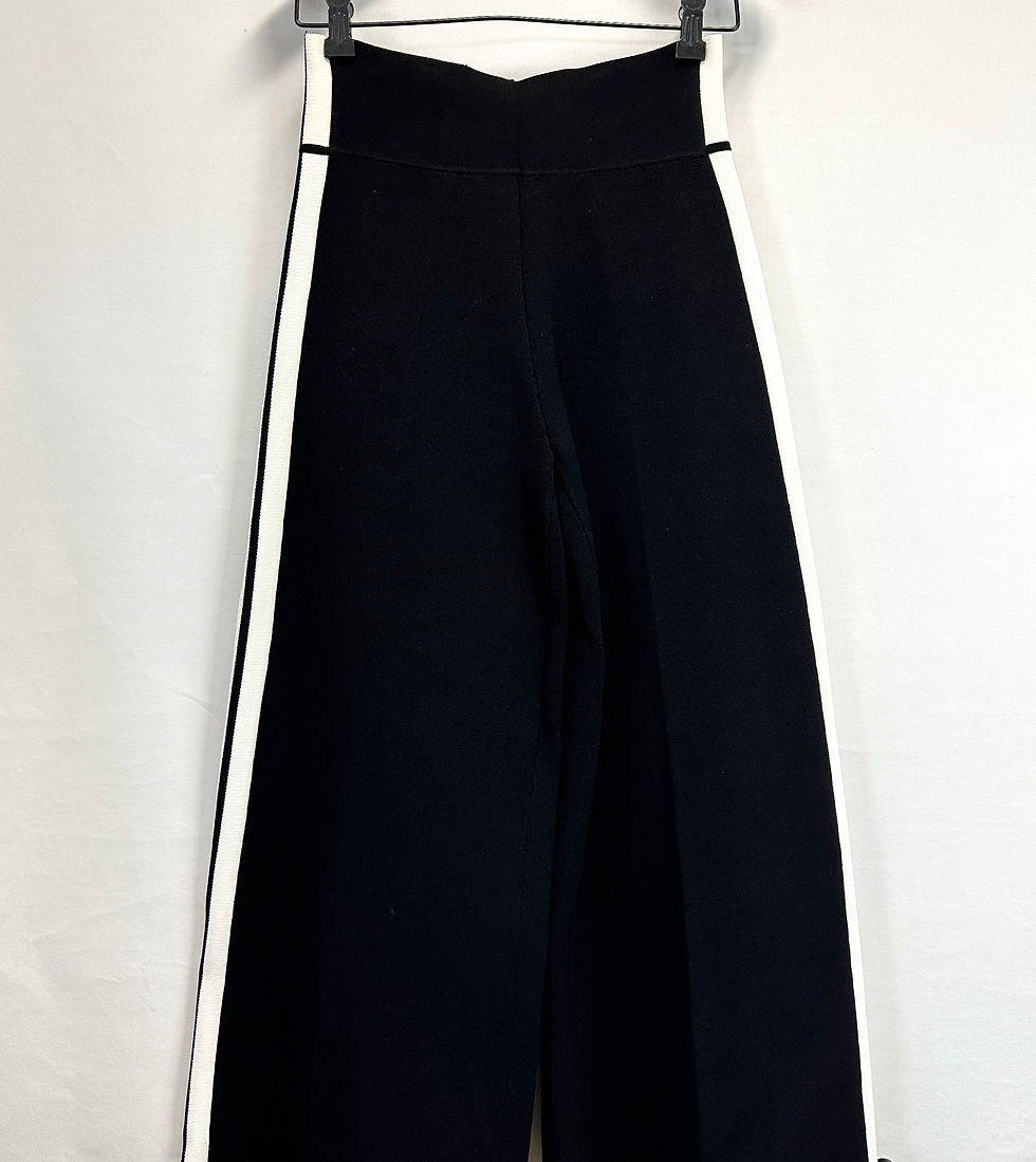 Hình thu nhỏ: NEW VERONICA BEARD Roland Black White Striped Knit Top Set Wide Leg Pants Small