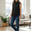 縮圖：OSCAR DE LA RENTA Black Sleeveless Button Down Lace Top 2