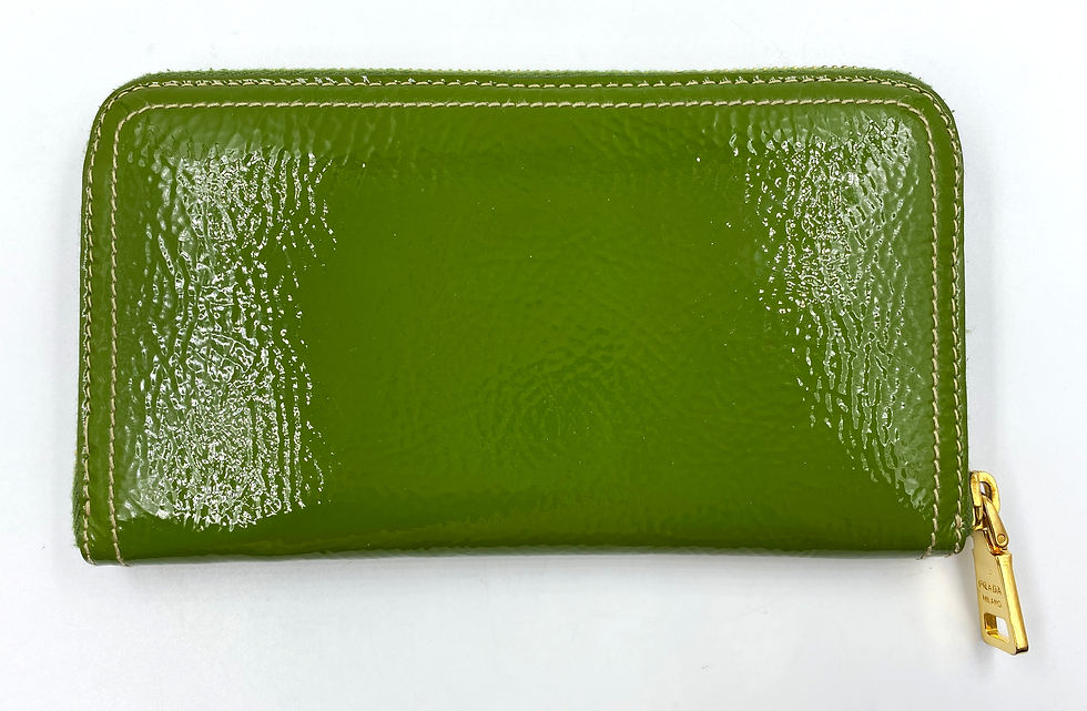 Thumbnail: PRADA Apple Green Patent Leather Zip Around Continental Wallet