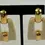 Miniatura: ST JOHN Earrings 1980's Cream 22KGP Signed Rectangle Hoop Dangle Clip On Vintage