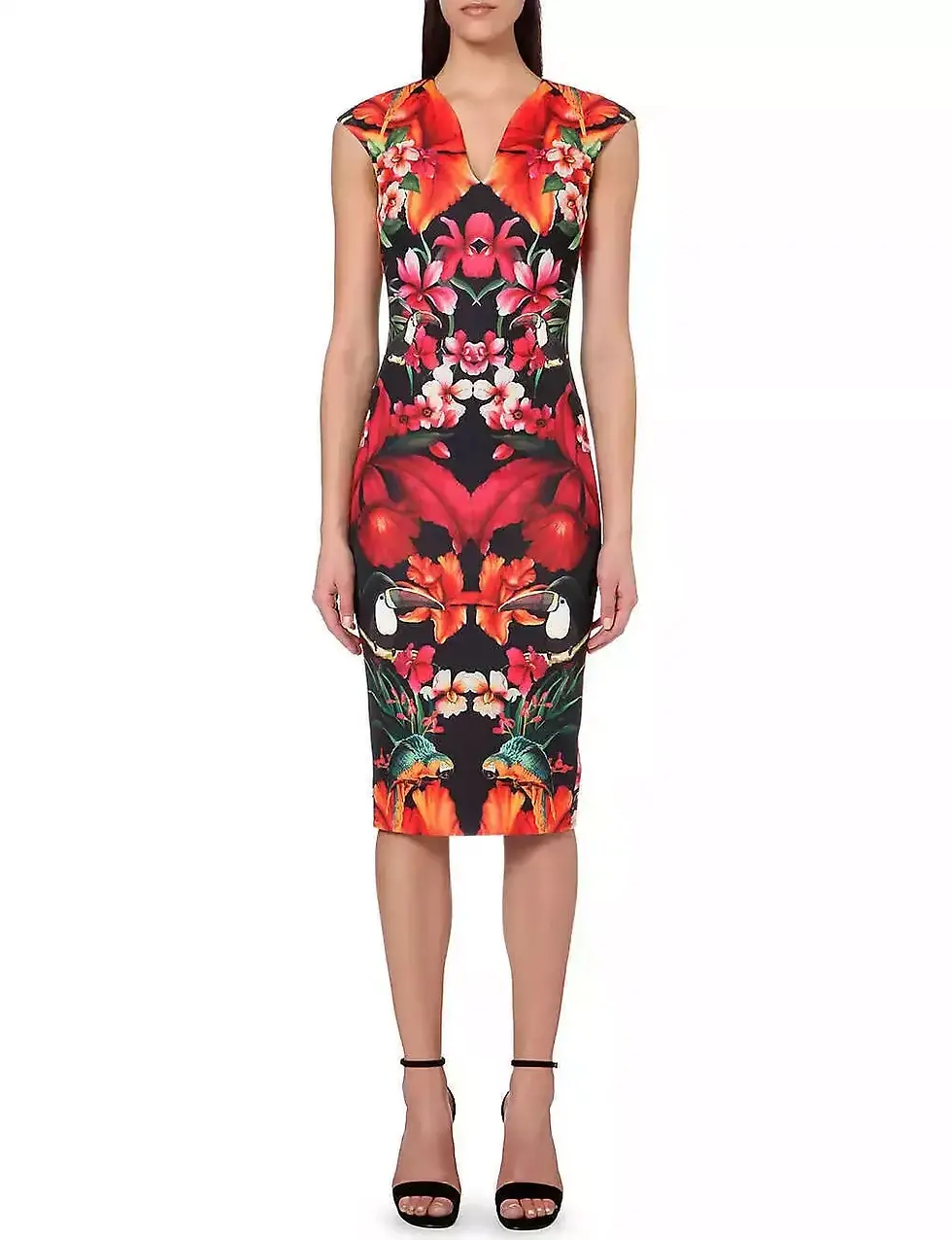 Miniatura: TED BAKER Bismii Toucan Print Multicolor Tropical Bodycon Dress Back Zip 2