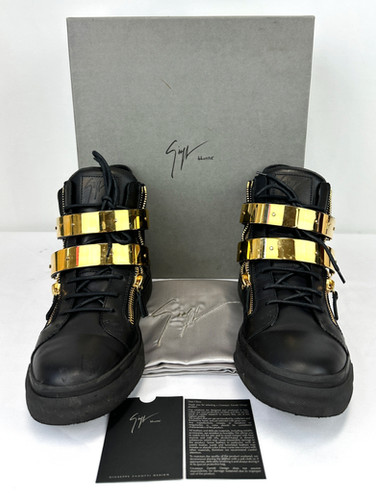 GIUSEPPE ZANOTTI Leather London Double Buckle High Top Sneaker 43
