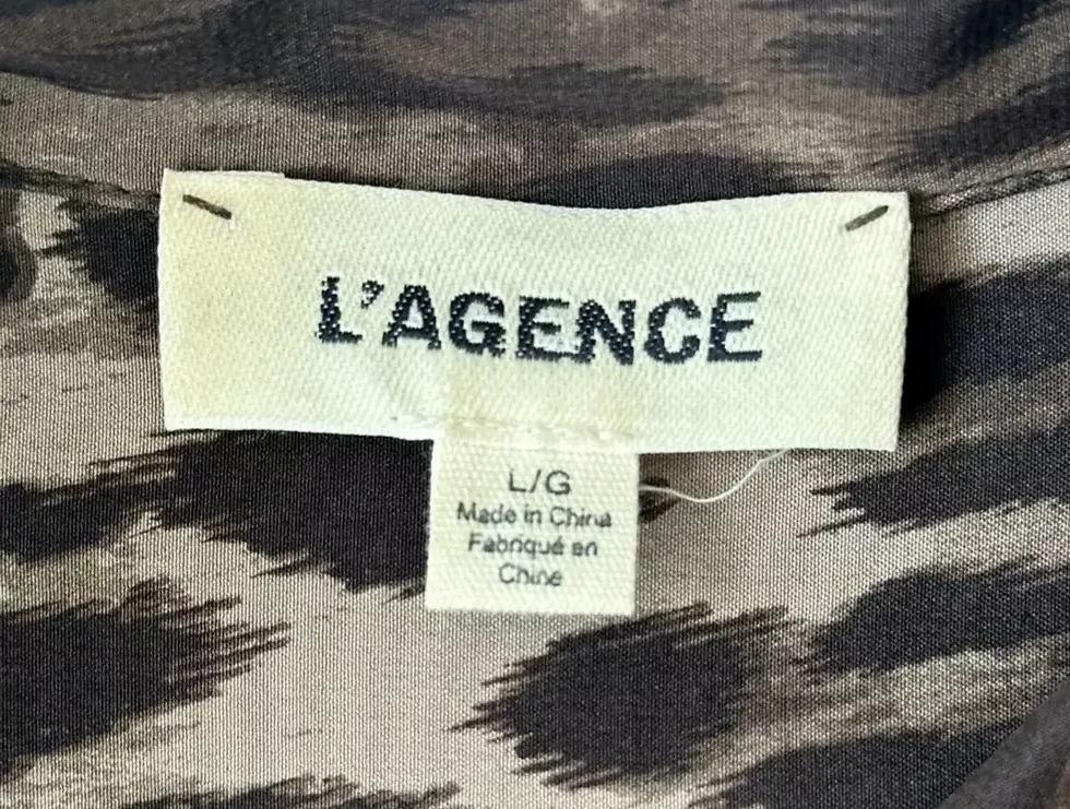 Thumbnail: L'AGENCE Cameron Multicolor Animal Print Button Up Silk Long Dress Coat Large L