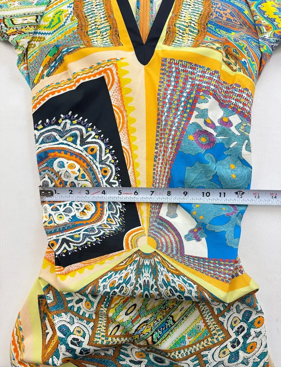 縮圖：ETRO Cotton Sheath Dress 44 8 US Multicolor Abstract Print V-Neck 3/4 Sleeves
