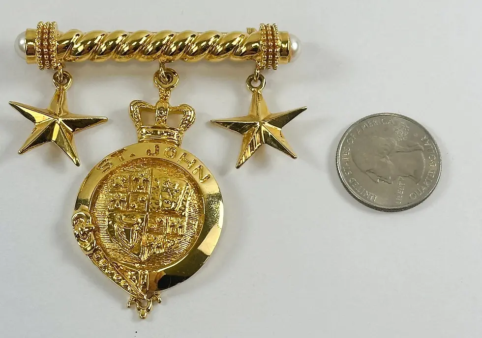 Thumbnail: ST. JOHN  24K Gold Plated Star Royal Heraldic Pin Brooch Signed