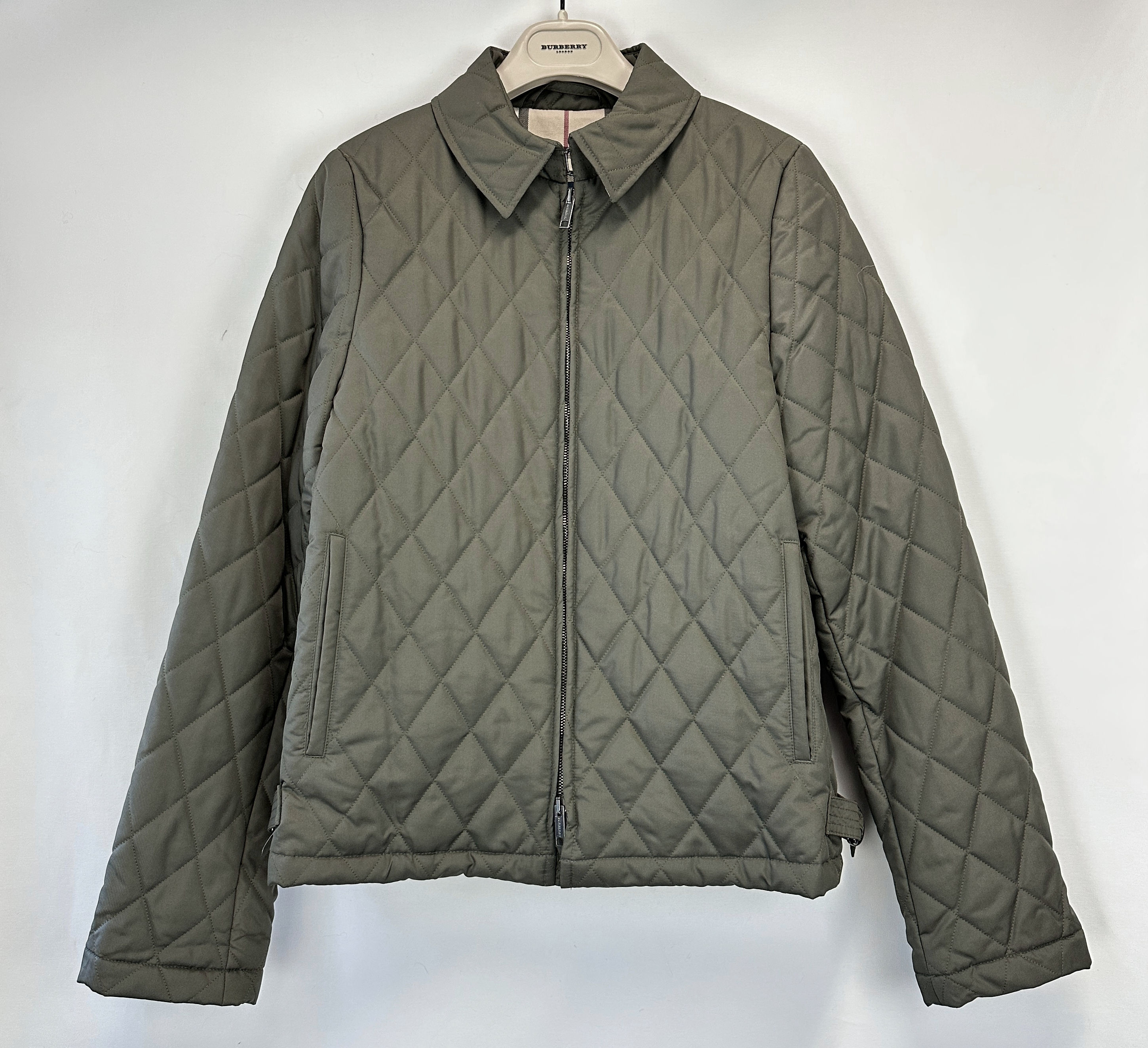 BURBERRY London Diamond Quilted Jacket Small Olive Green Nova Lining S Classic