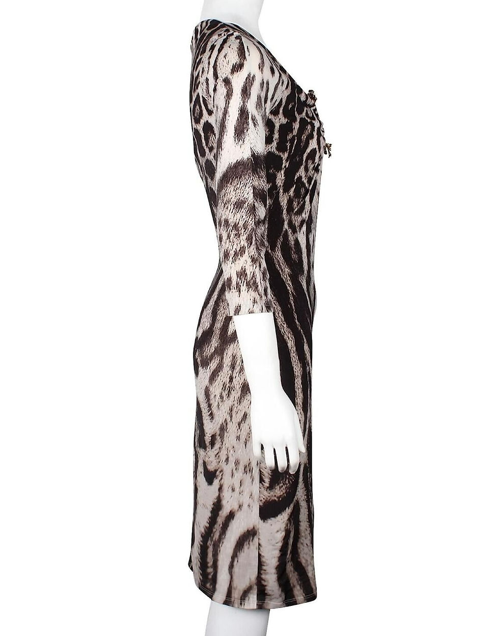 Miniatura: ROBERTO CAVALLI Sheath Dress 40 M Ocelot Print Gold Pin Embellishments NEW