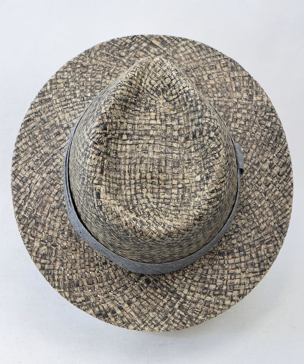 縮圖：FABIANA FILIPPI Raffia Natural Straw Fedora Hat Medium Natural Grey
