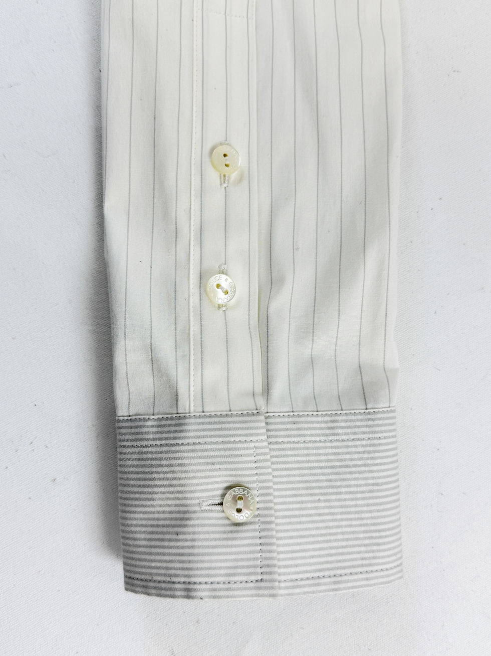 Hình thu nhỏ: DOLCE & GABBANA Cotton Blouse White Gray Pinstriped 44 8 US Removable Collar