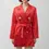 Thumbnail: Vintage YSL SAINT LAURENT Rive Gauche NEW Short Coat 36 Red Satin Doble Breasted