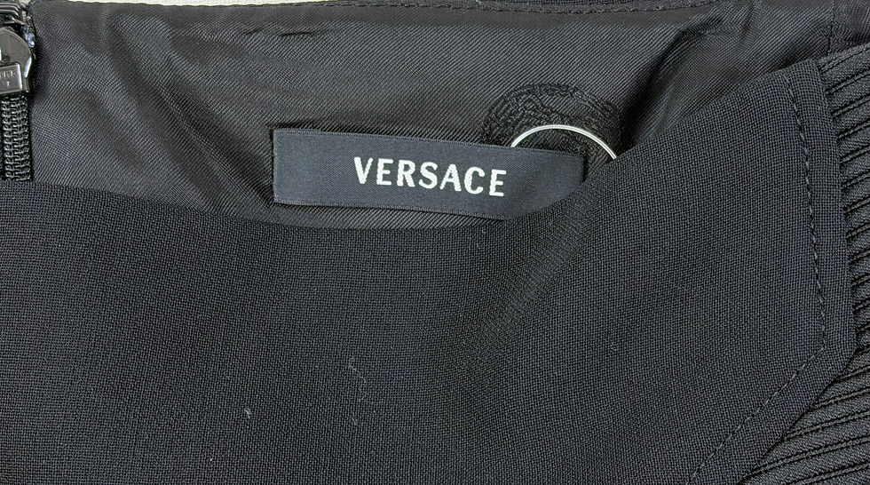Hình thu nhỏ: VERSACE 2PCS Jacket Skirt Suit 44 8 US Black Notch Lapel Snap Buttons Set