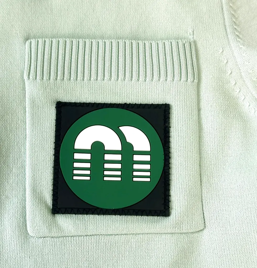 Thumbnail: MIU MIU Cotton Knit Polo Mechanic Top Small Mint Green Applique Patch 2018