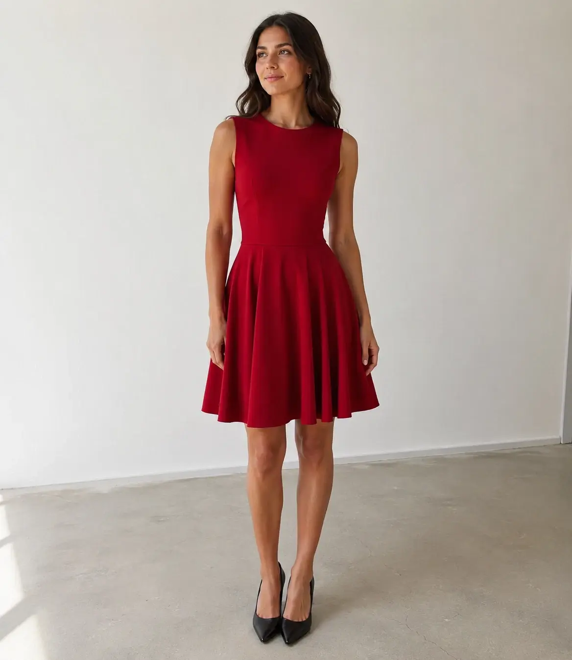 ALEXANDER MCQUEEN Sleeveless Mini Red Wool Dress 42 Medium Flare Bottom M