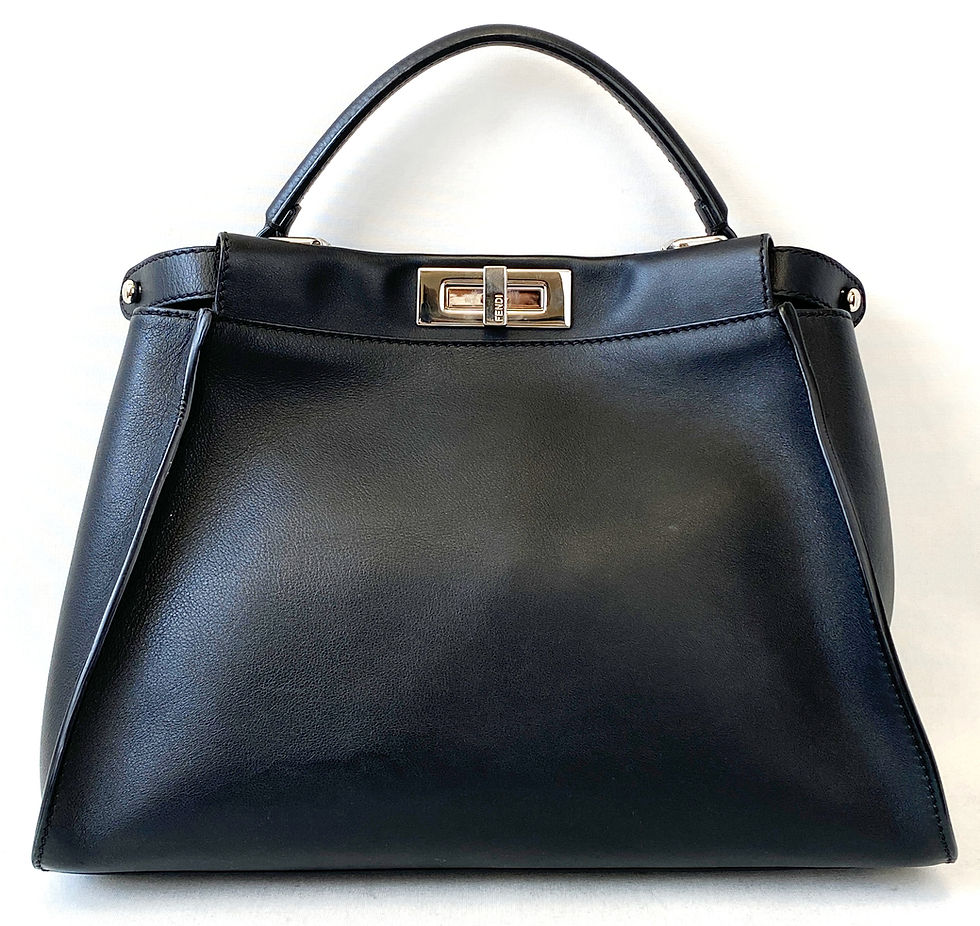 Thumbnail: FENDI FF Regular Black Peekaboo Nappa Leather Python Bag Bugs Tote Bag