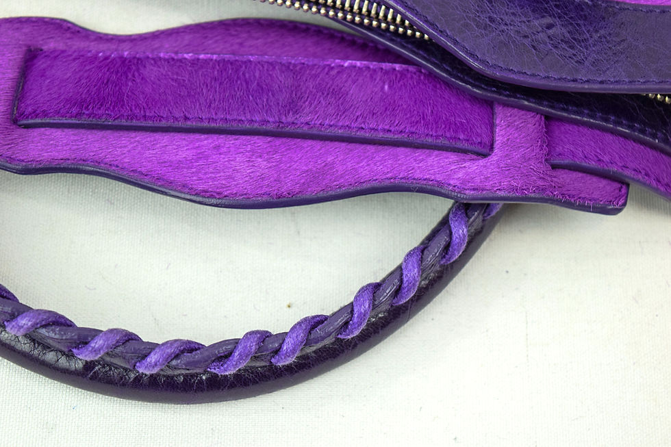 Miniatura: BALENCIAGA Pony Hair Leather Motocross Classic First Shoulder Bag Violet Purple