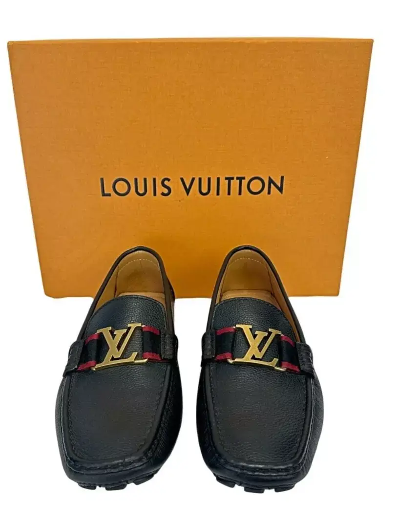 Hình thu nhỏ: LOUIS VUITTON Calfskin Monte Carlo Moccasin Loafers 8.5 Black Mens Driving Shoes