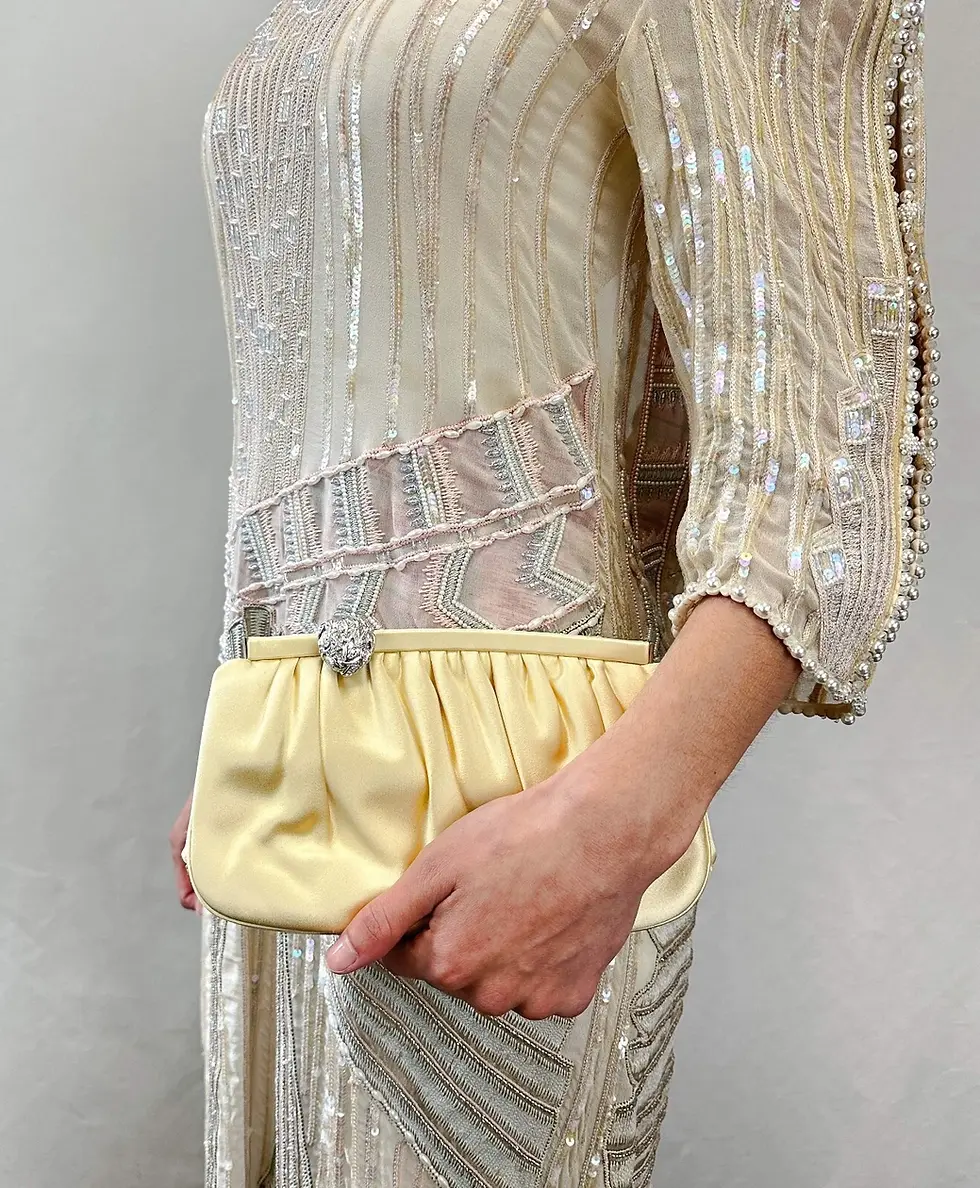 Miniatura: JUDITH LEIBER Satin Clutch Shoulder Bag Small Yellow Silver Hardware