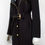 Thumbnail: GUCCI Coat Knee Length Wool Black Biker Belted Snaps Zips S 40 Small