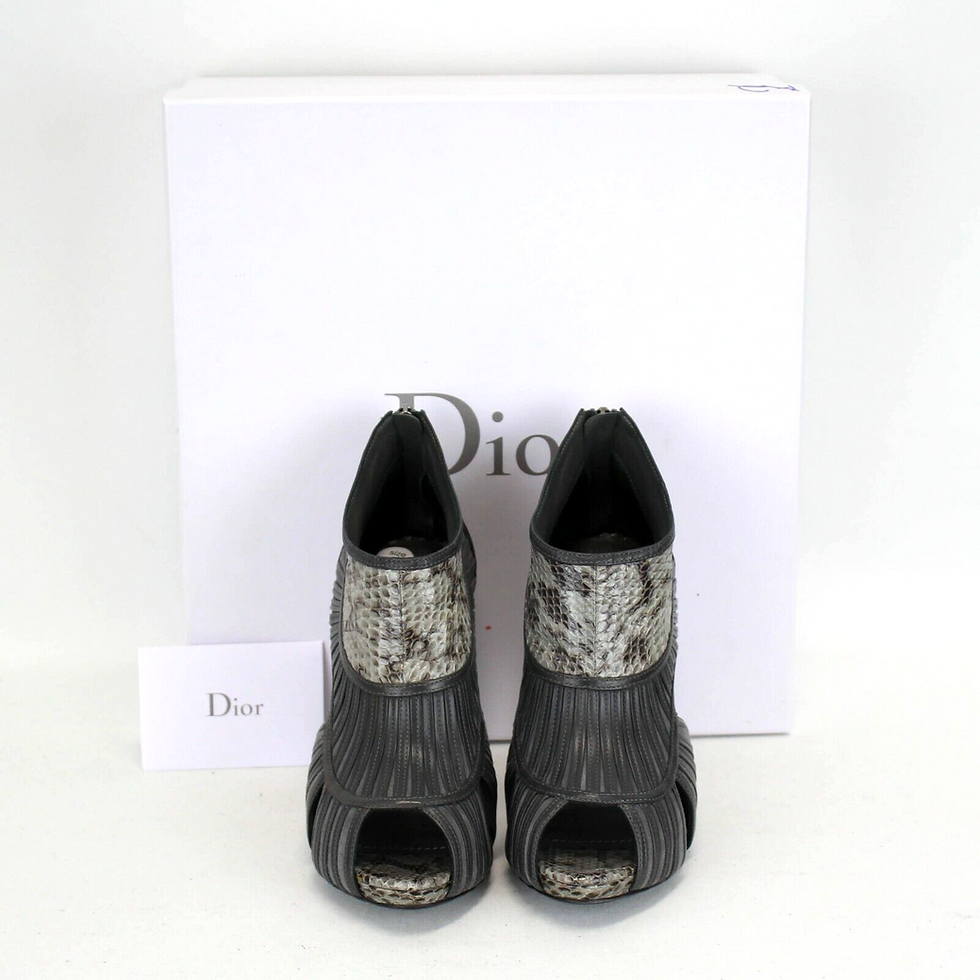 Miniatura: CHRISTIAN DIOR Grey "Temptation" Strappy Ankle Boots Booties 37.5