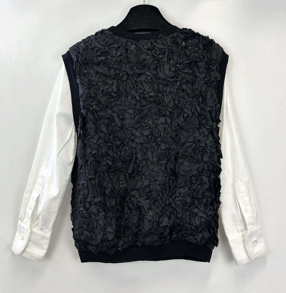Thumbnail: NEW 3.1 PHILLIP LIM Silk Vest Shirt 6 Black White Flower Lace Trompe L'oeil RARE