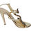 Thumbnail: ROBERTO CAVALLI Leather Strappy Sandals 38 8 Metallic Gold Embellished Snake