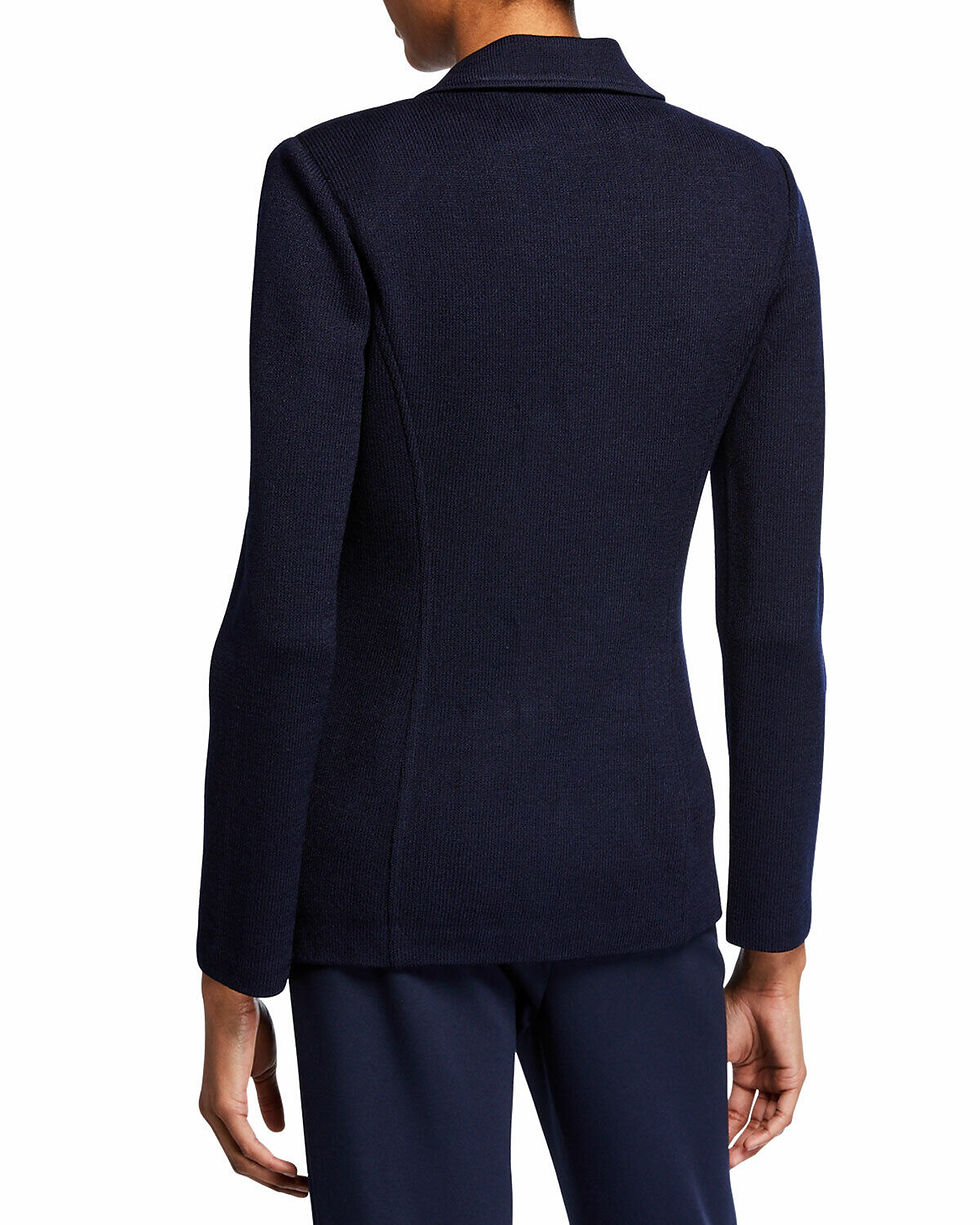 Miniatura: ST. JOHN Black Santana Knit  Button Up Blazer 2 Flap Pocket 2