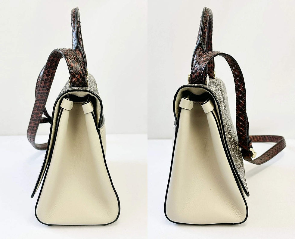 Hình thu nhỏ: MAX MARA Snakeskin Leather Satchel Shoulder Bag Small Multicolor Gold Hardware