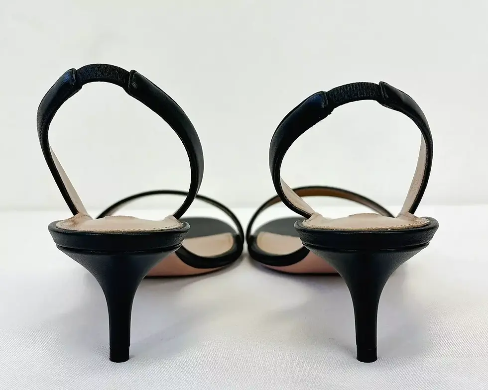 Hình thu nhỏ: AQUAZZURA So Nude 50 mm Leather Slingback Kitten Sandals 39 Black 9 Open Toe
