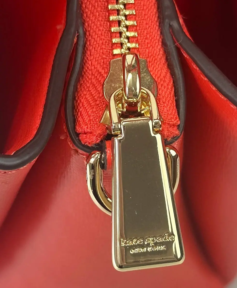 Hình thu nhỏ: NEW KATE SPADE Serena Saffiano Zip Up Handbag Red Orange Gold Cow Leather Coral