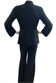 Thumbnail: THIERRY MUGLER 2PCS Jacket Pants Suit 38 Black Corset Tie Waist Straight Leg Set