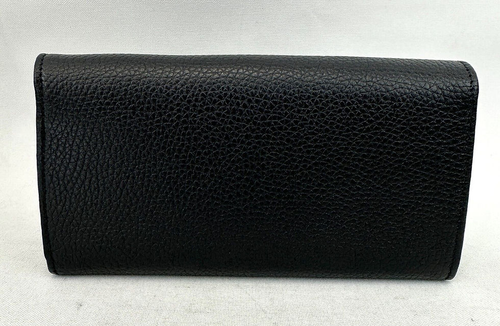縮圖：NEW GUCCI Black Calf Skin Leather Interlocking GG Long Soho Flap Wallet GGWW3608