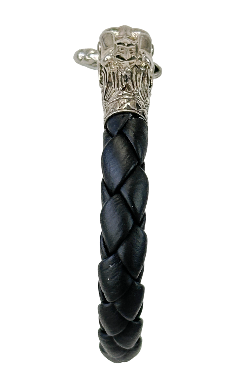 Miniatura: JOHN HARDY Sterling Silver Dragon Naga Woven Leather Bracelet Black Unisex
